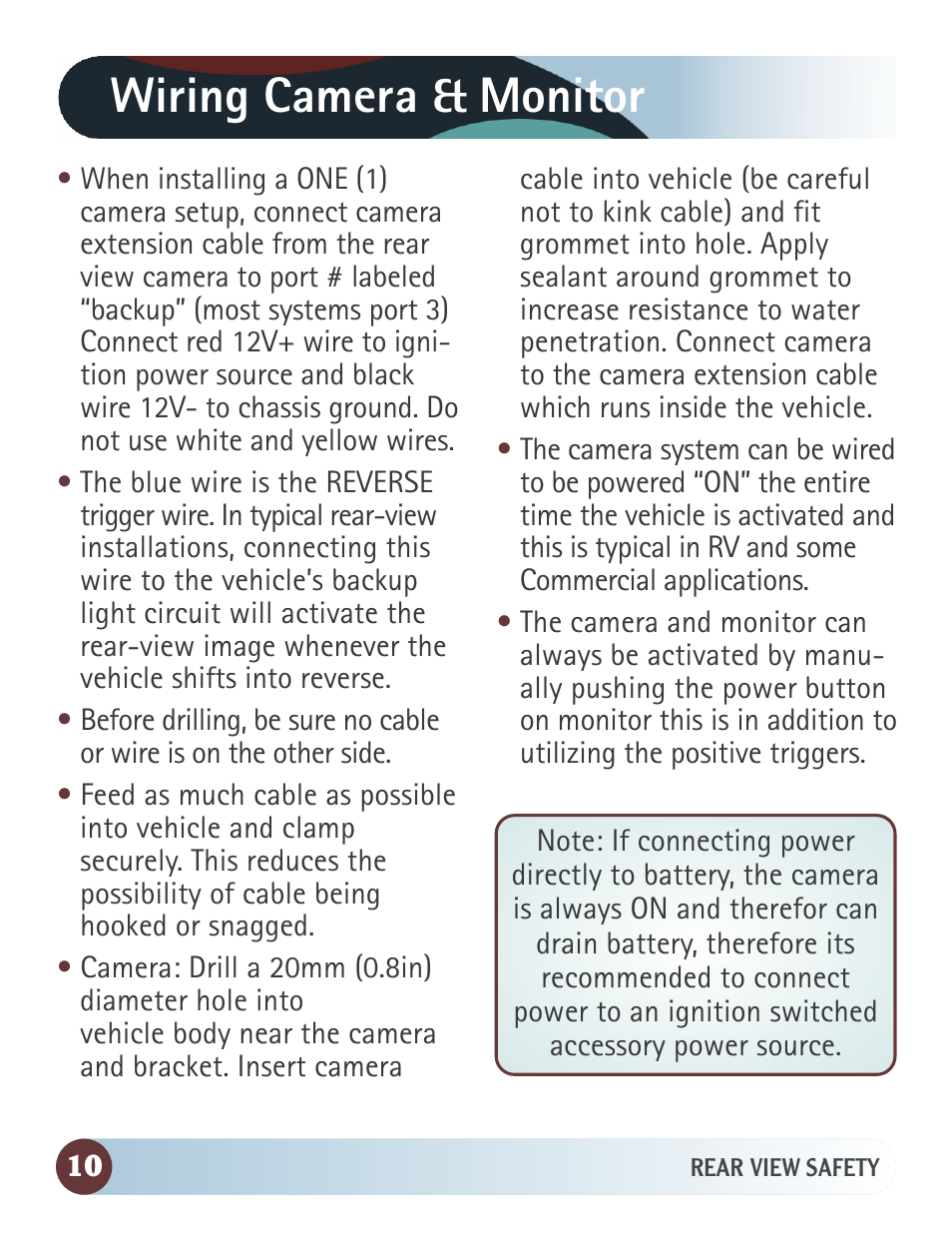 Wiring camera & monitor | RearviewSafety RVS-7706133 User Manual | Page 10 / 27