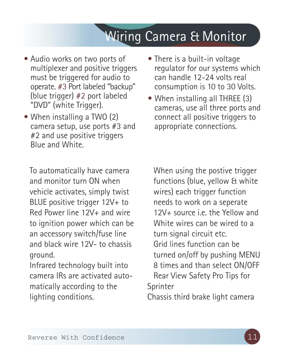 Wiring camera & monitor | RearviewSafety RVS-916619P User Manual | Page 11 / 29