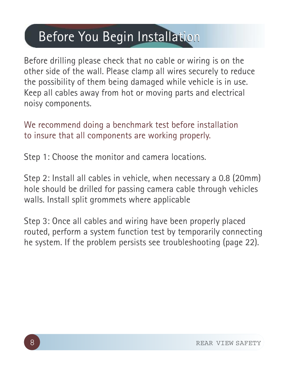 Before you begin installation | RearviewSafety RVS-916619P User Manual | Page 8 / 29