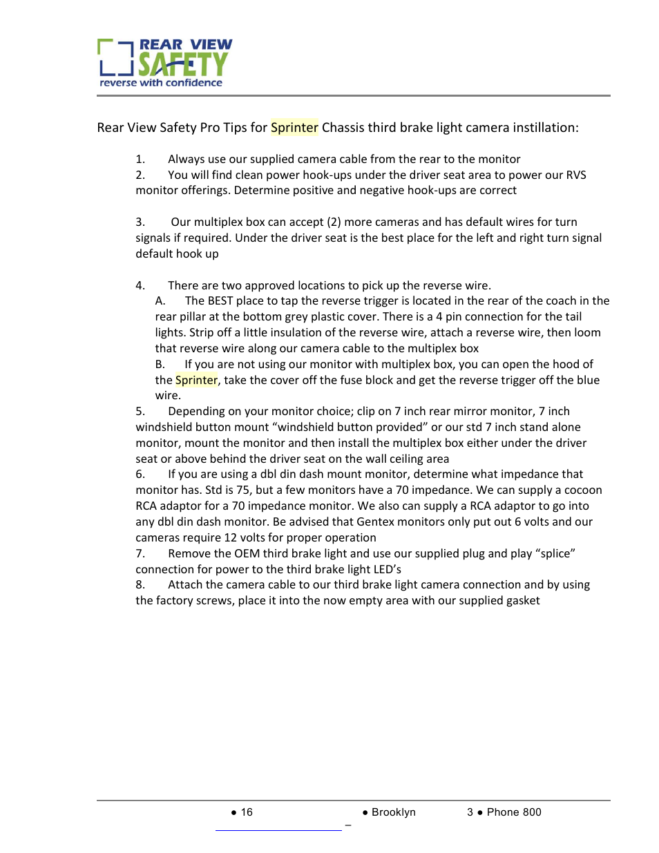 RearviewSafety RVS-916619P User Manual | 1 page