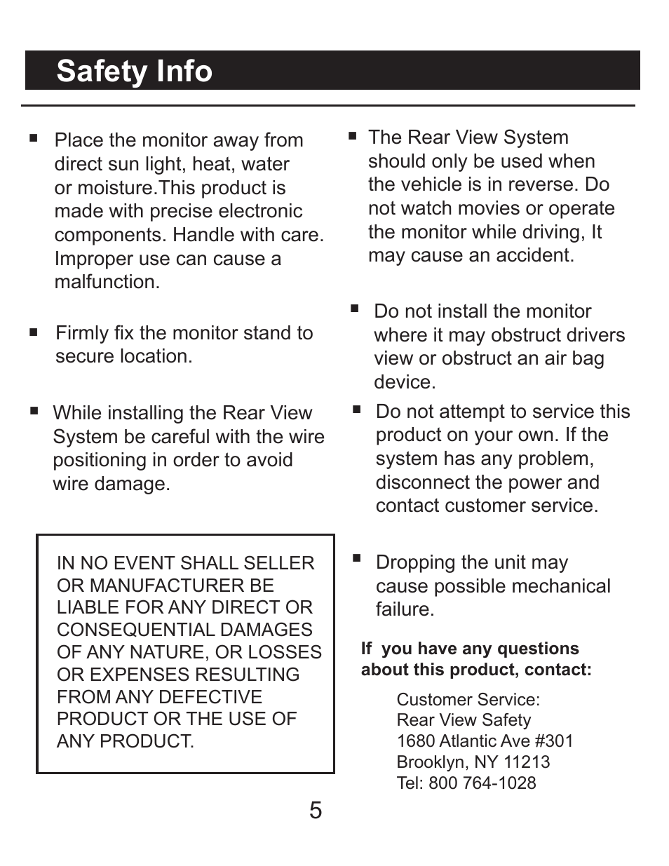 Safety info | RearviewSafety RVS-091407 User Manual | Page 4 / 16