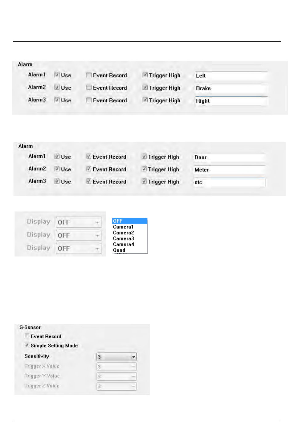 Slide number 25, Drive recorder settings – alarm triggers | RearviewSafety RVS-4000 User Manual | Page 25 / 42