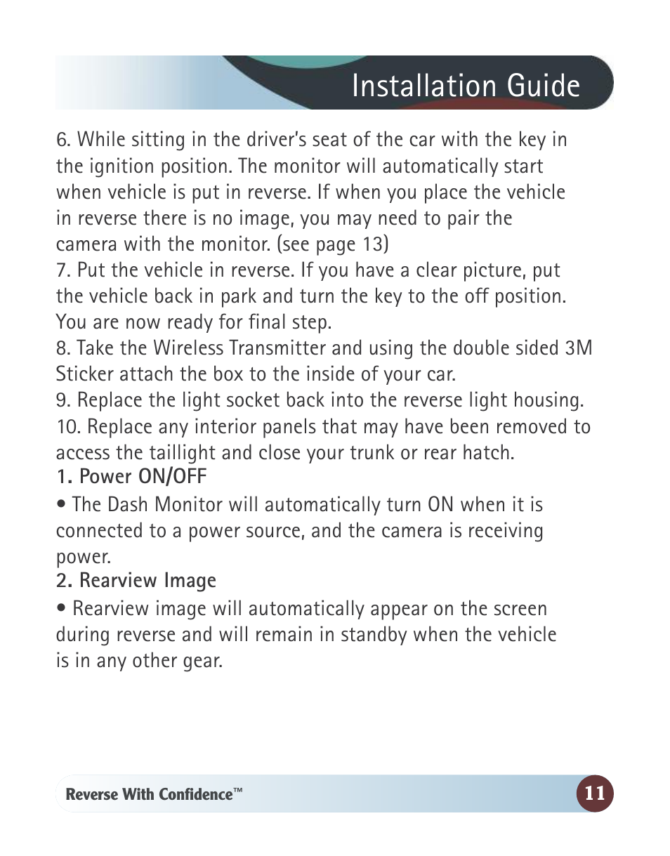 Installation guide | RearviewSafety RVS-091406 User Manual | Page 11 / 22