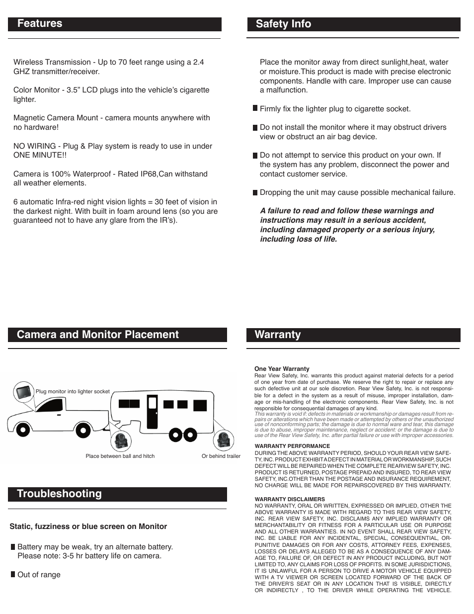 RearviewSafety RVS-83112 User Manual | 2 pages