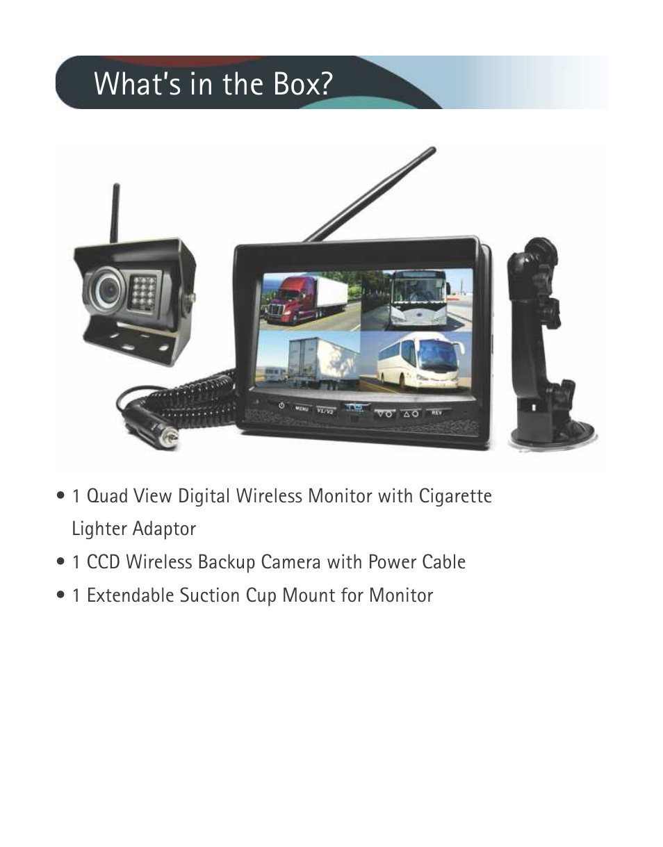 What’s in the box | RearviewSafety RVS-CW-CAM User Manual | Page 2 / 23