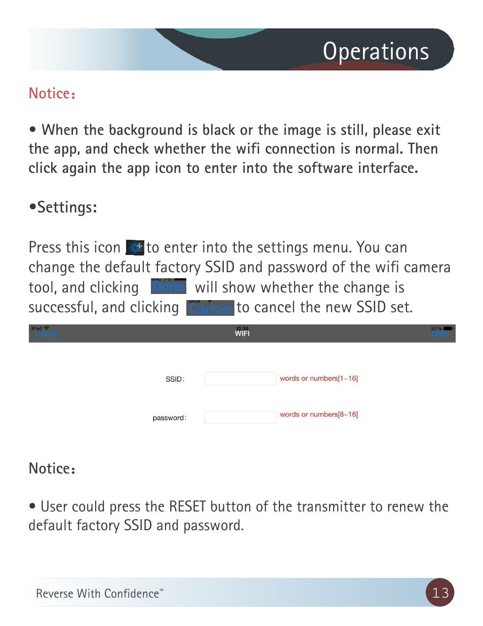 Operations | RearviewSafety RVS-020813 User Manual | Page 13 / 18