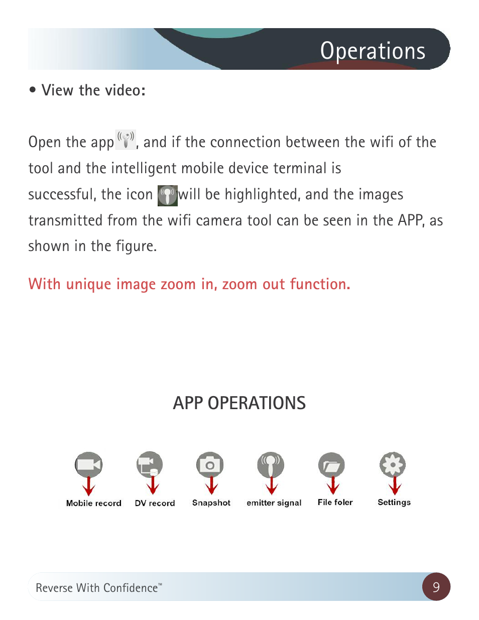 Operations, App operations | RearviewSafety RVS-020813 User Manual | Page 9 / 18