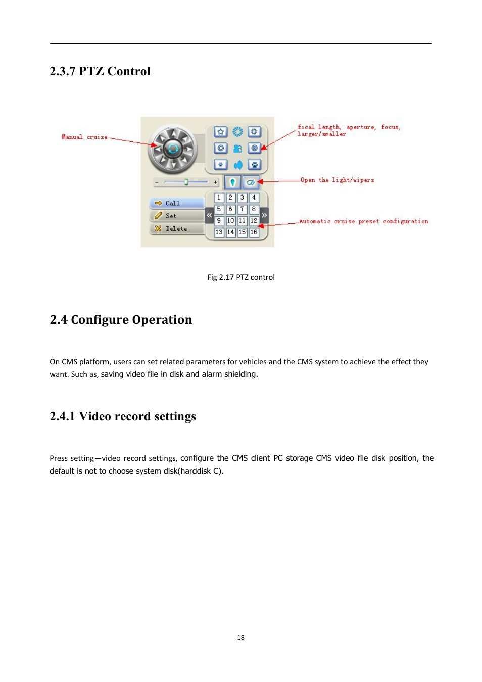 7ptzcontrol, 4configureoperation, 1videorecordsettings | 7 ptz control, 4 configure operation, 1 video record settings | RearviewSafety RVS-MDVR User Manual | Page 19 / 72