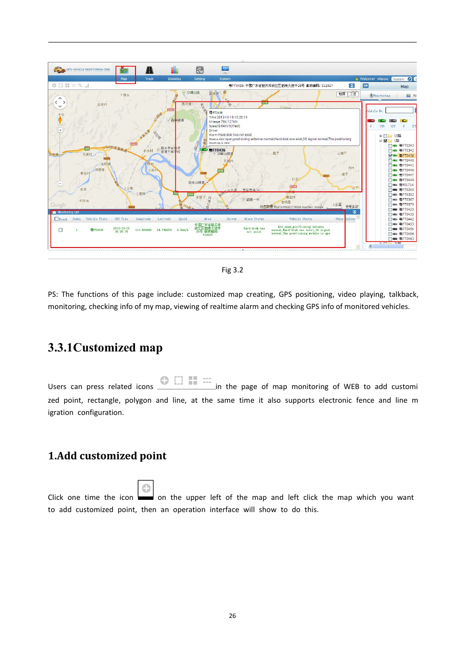 1customizedmap, Addcustomizedpoint, 1customized map | Add customized point | RearviewSafety RVS-MDVR User Manual | Page 27 / 72