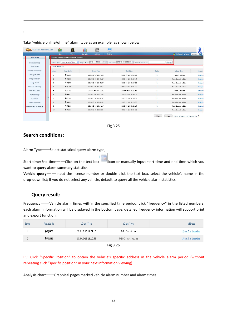 Search conditions, Query result | RearviewSafety RVS-MDVR User Manual | Page 44 / 72