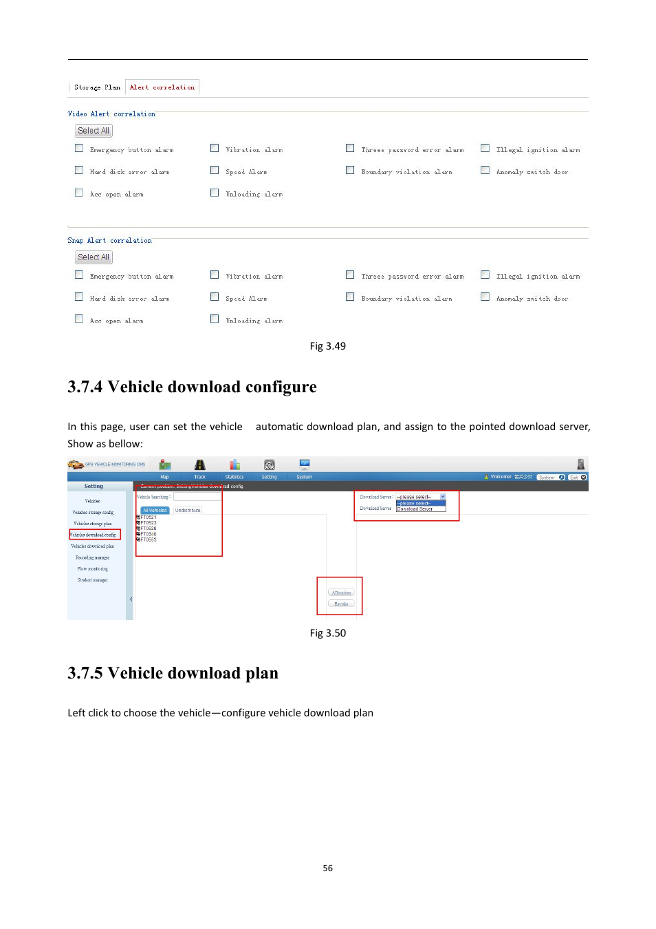 4vehicledownloadconfigure, 5vehicledownloadplan, 4 vehicle download configure | 5 vehicle download plan | RearviewSafety RVS-MDVR User Manual | Page 57 / 72