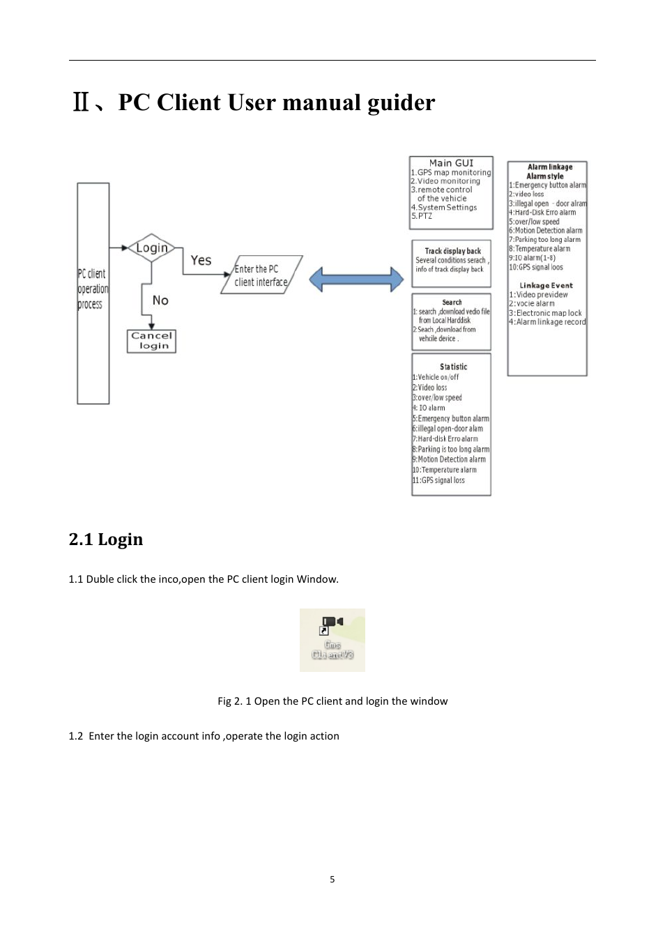 Pcclientusermanualguider, 1login, Pc client user manual guider | 1 login | RearviewSafety RVS-MDVR User Manual | Page 6 / 72