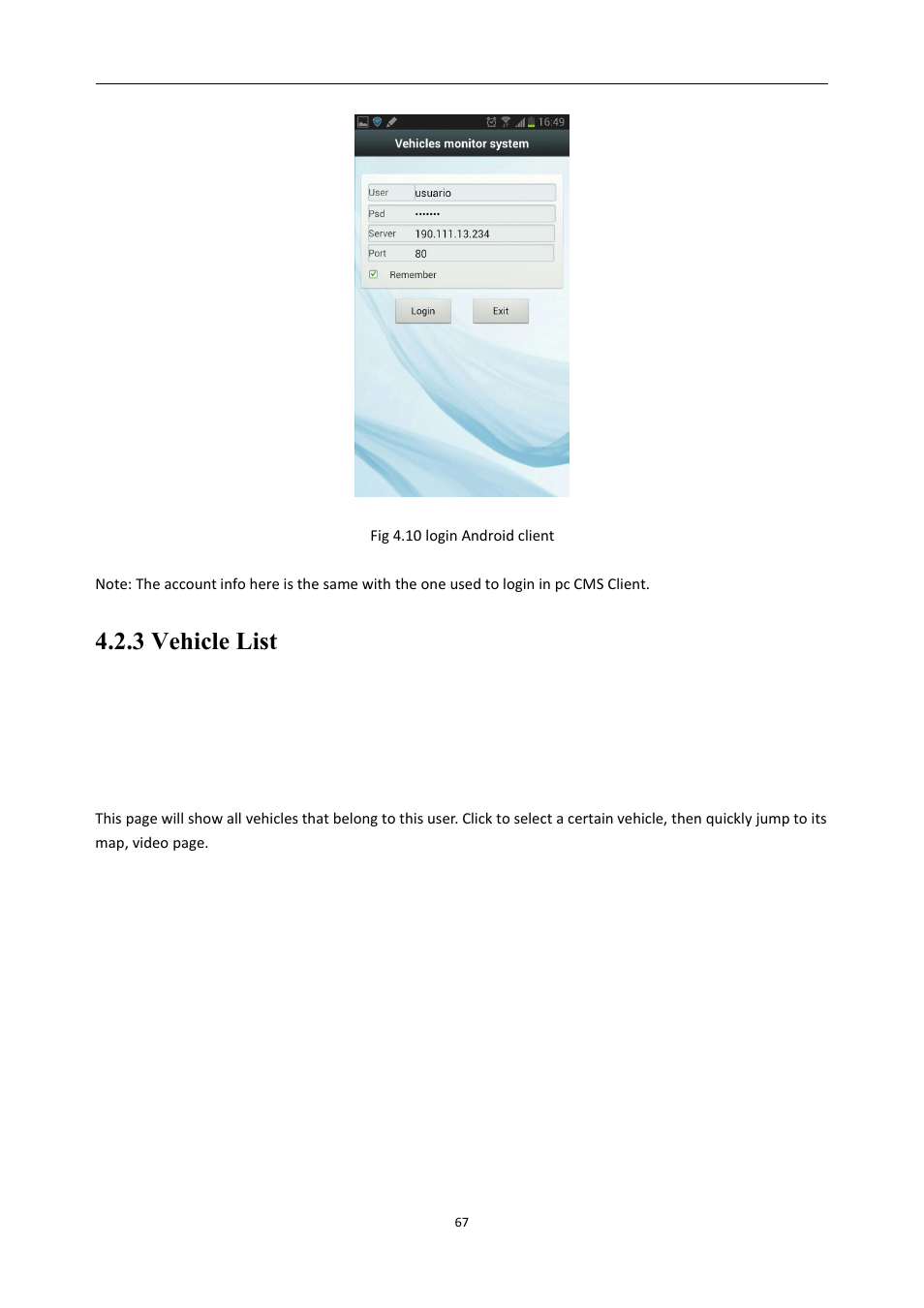 3vehiclelist, 3 vehicle list | RearviewSafety RVS-MDVR User Manual | Page 68 / 72