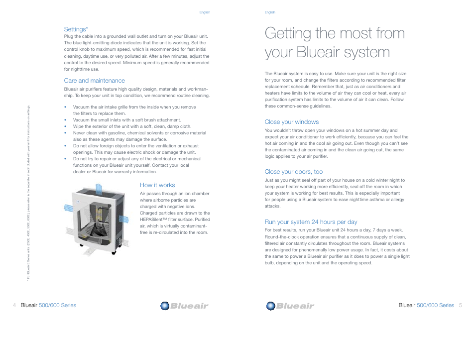 Getting the most from your blueair system | Blueair 500 User Manual | Page 3 / 11