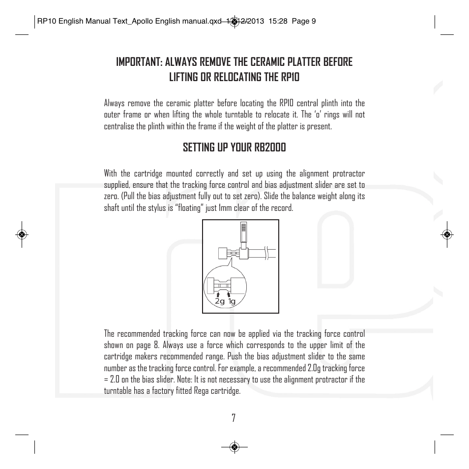Rega RP10 User Manual | Page 10 / 20