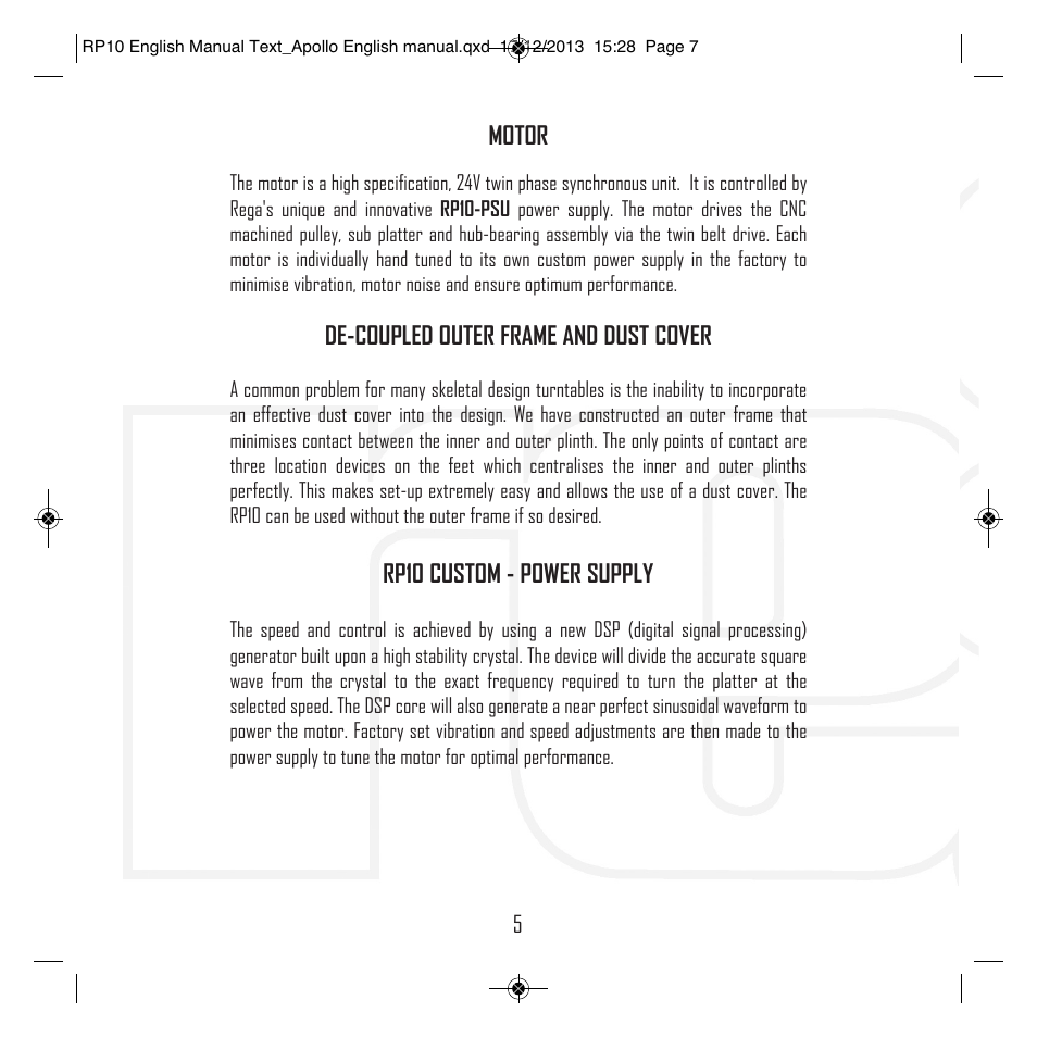 Rega RP10 User Manual | Page 8 / 20