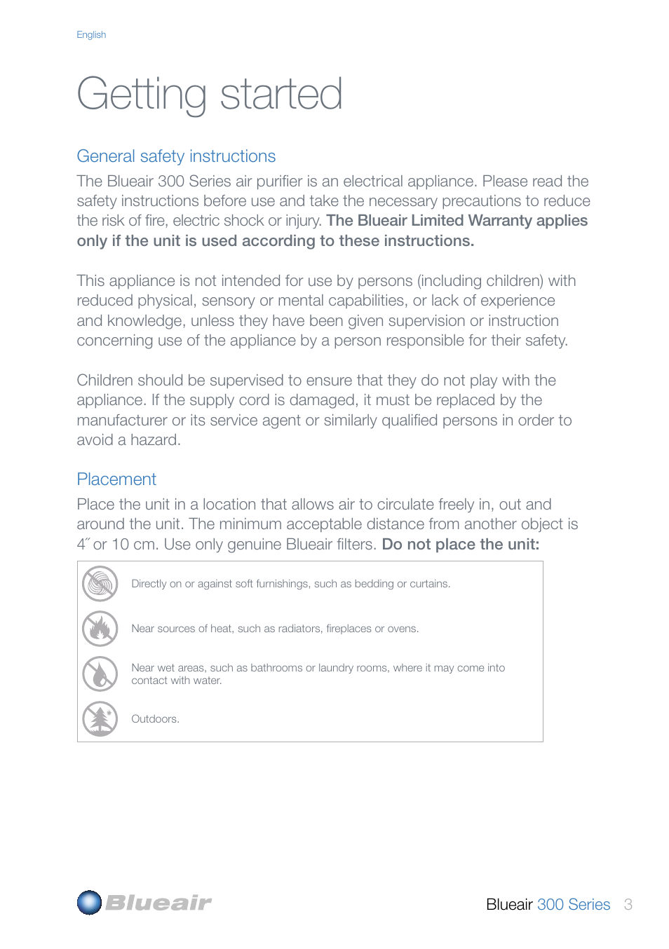 Getting started | Blueair 300 User Manual | Page 3 / 20