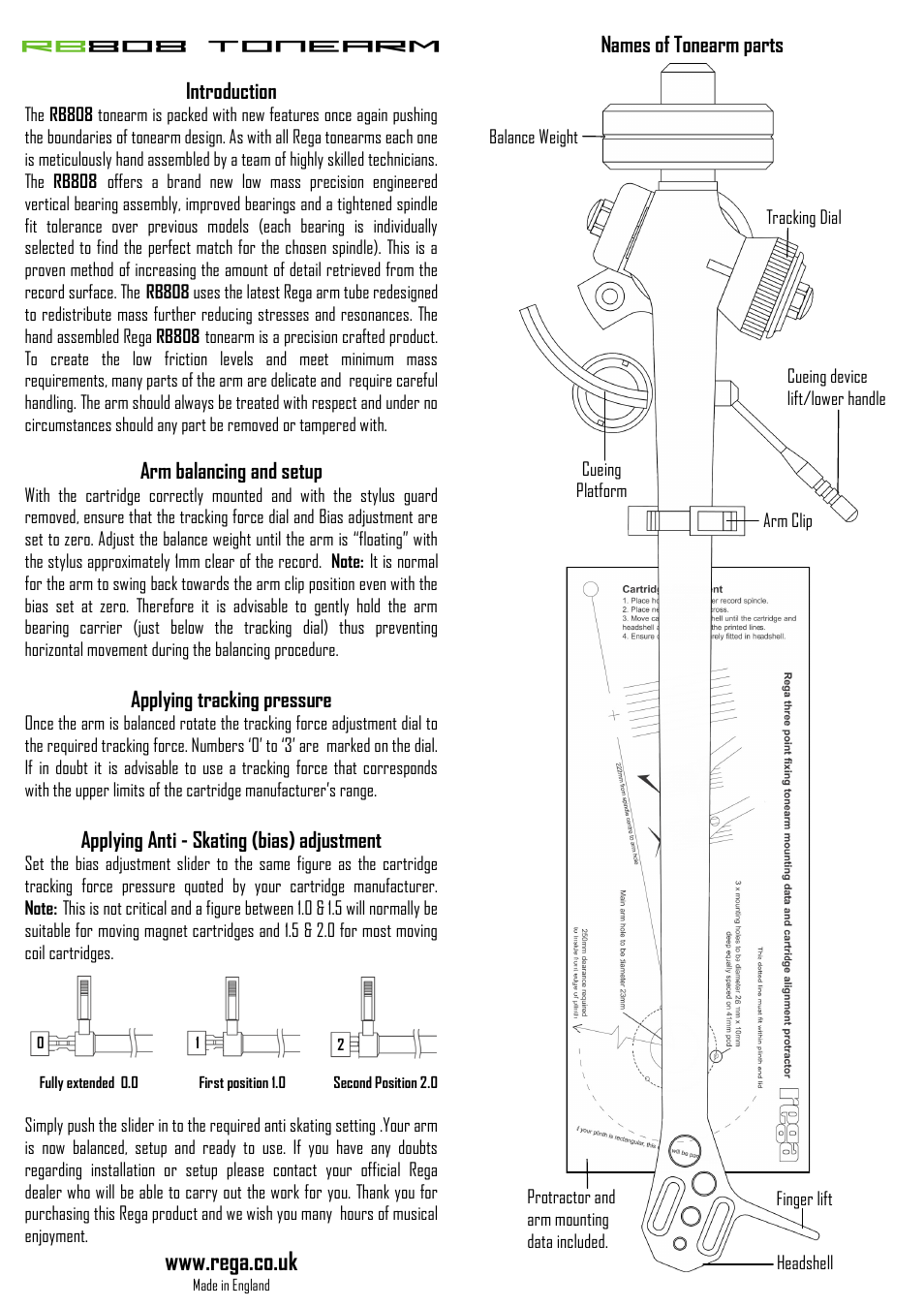 Rega RB808 User Manual | 2 pages