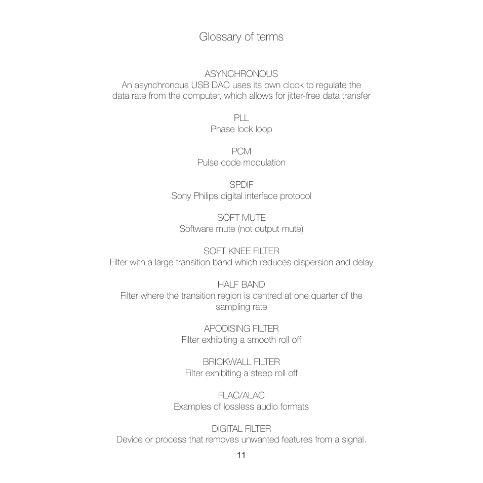 Glossary of terms | Rega DAC-R User Manual | Page 14 / 16