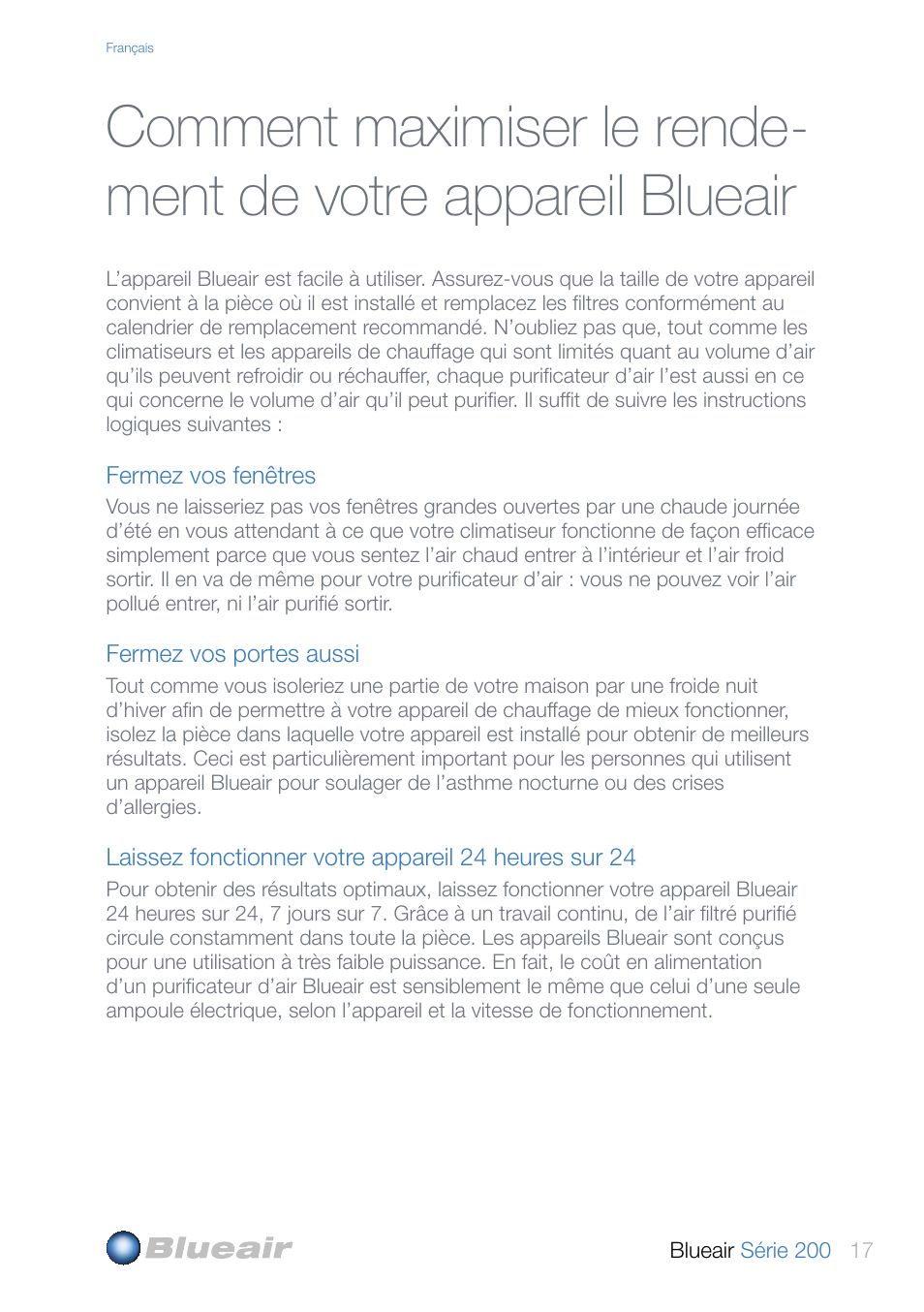Blueair 200 SERIES User Manual | Page 17 / 20
