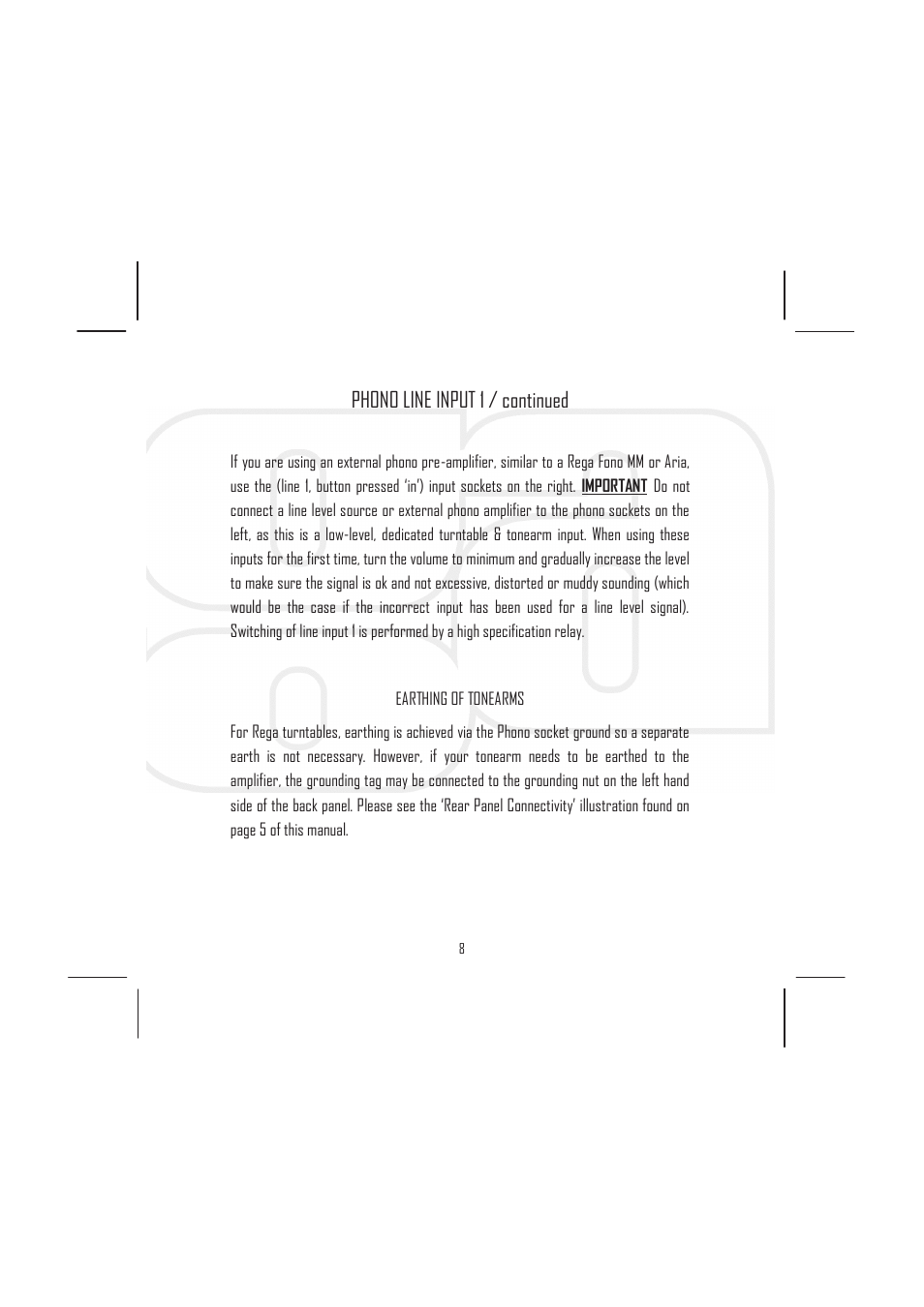 Phono line input 1 / continued | Rega Elicit-R User Manual | Page 11 / 20