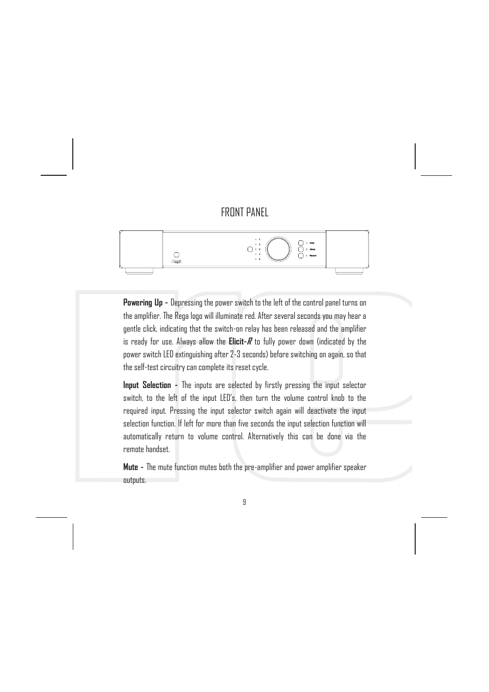 Front panel | Rega Elicit-R User Manual | Page 12 / 20