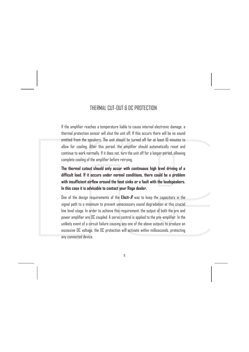 Thermal cut-out & dc protection | Rega Elicit-R User Manual | Page 14 / 20