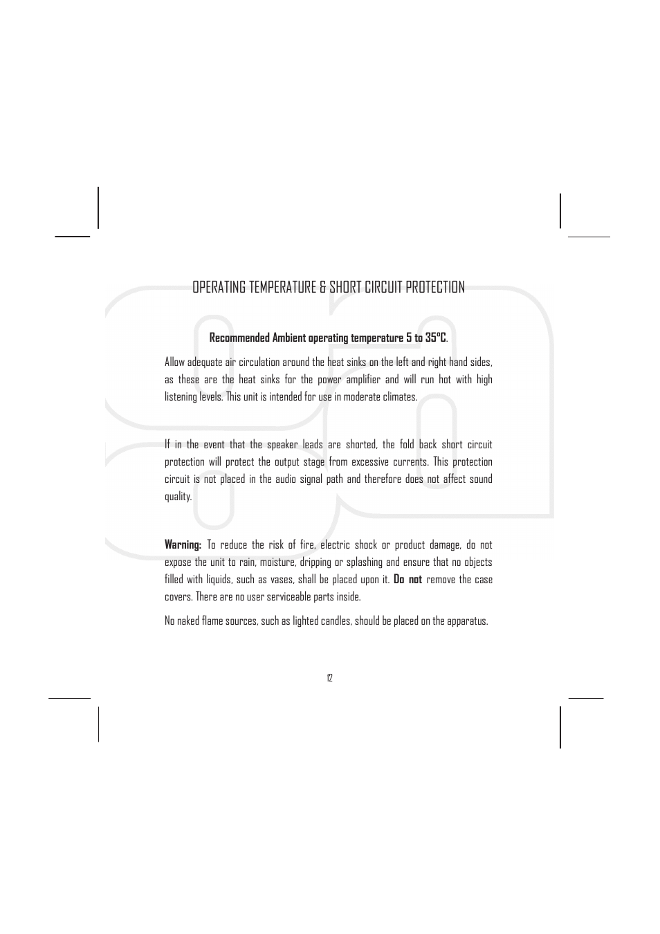 Operating temperature & short circuit protection | Rega Elicit-R User Manual | Page 15 / 20