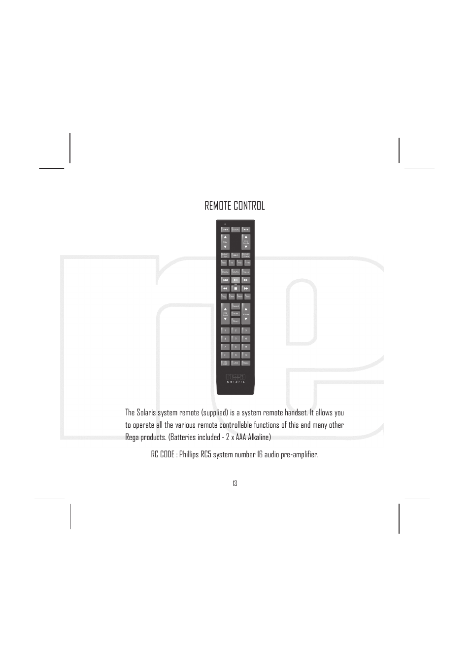 Remote control | Rega Elicit-R User Manual | Page 16 / 20