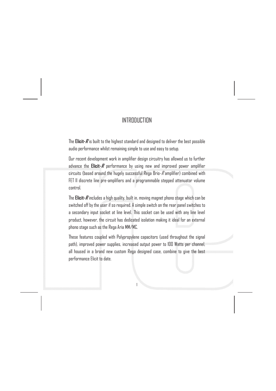 Introduction | Rega Elicit-R User Manual | Page 4 / 20