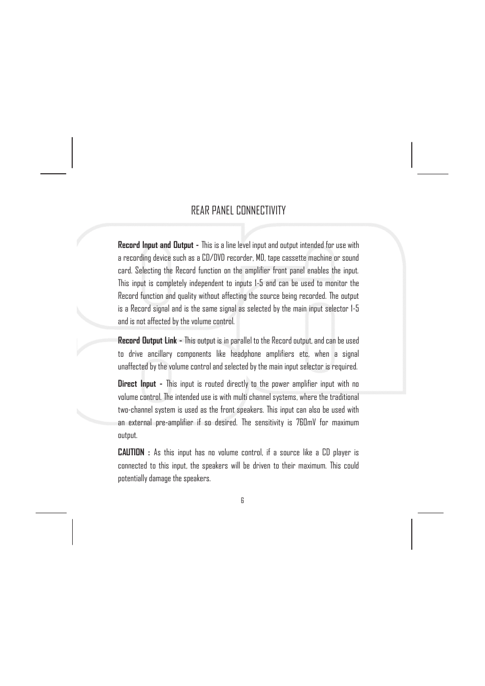 Rear panel connectivity | Rega Elicit-R User Manual | Page 9 / 20
