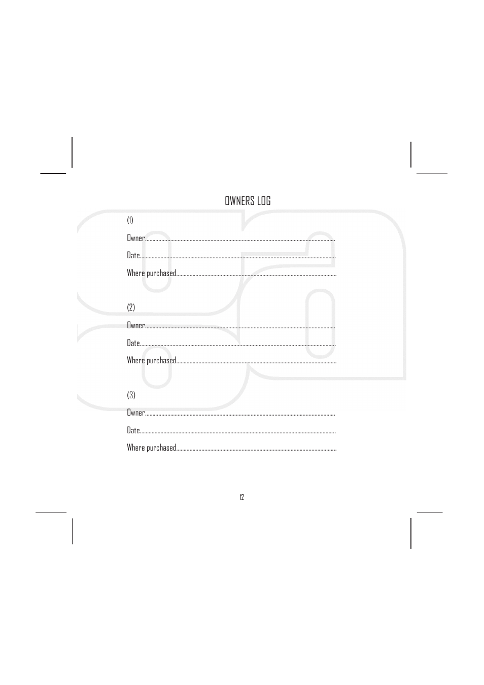 Owners log | Rega Aria User Manual | Page 15 / 16