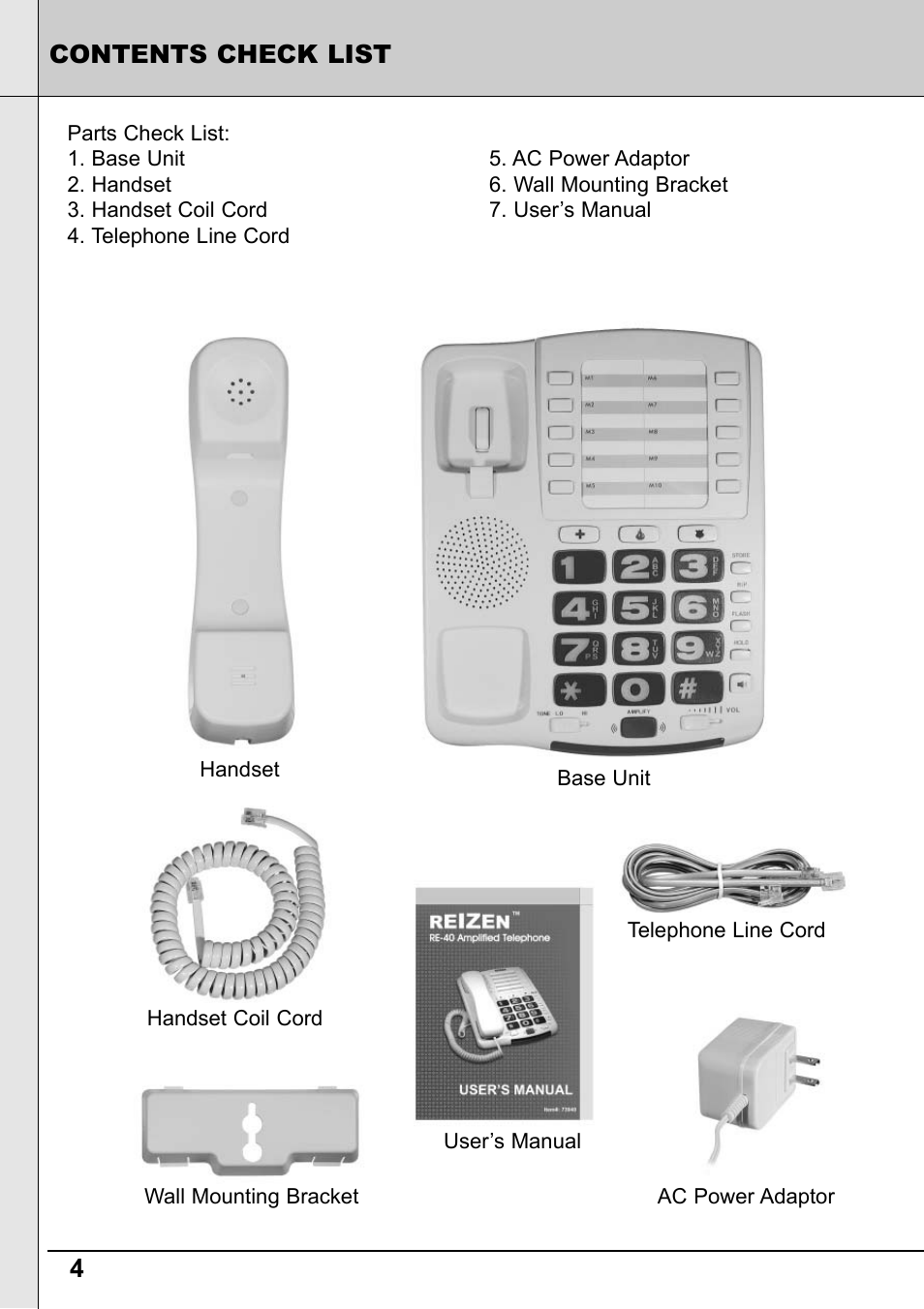 Reizen RE-40 Amplified Telephone User Manual | Page 4 / 16