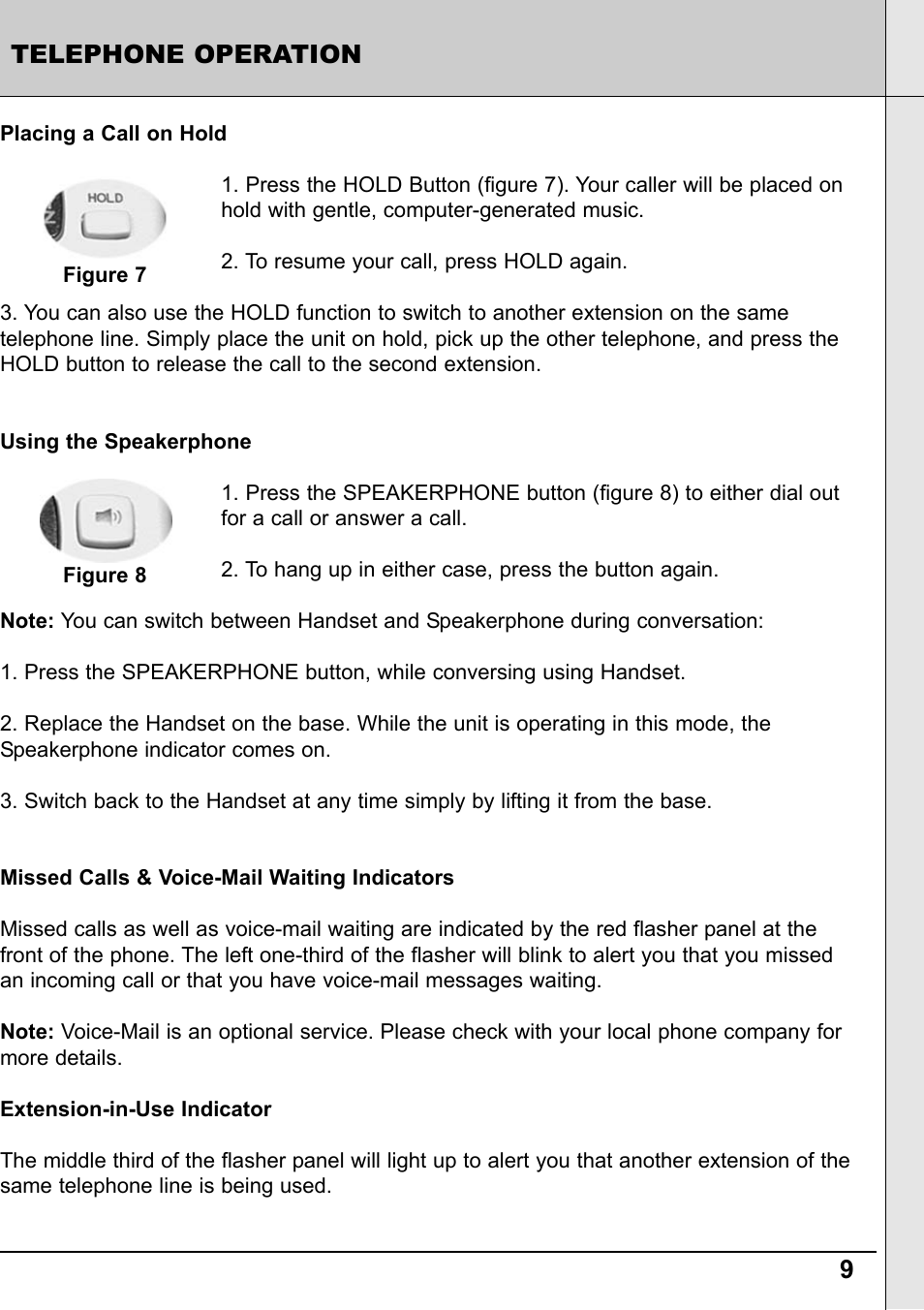 9telephone operation | Reizen RE-40 Amplified Telephone User Manual | Page 9 / 16