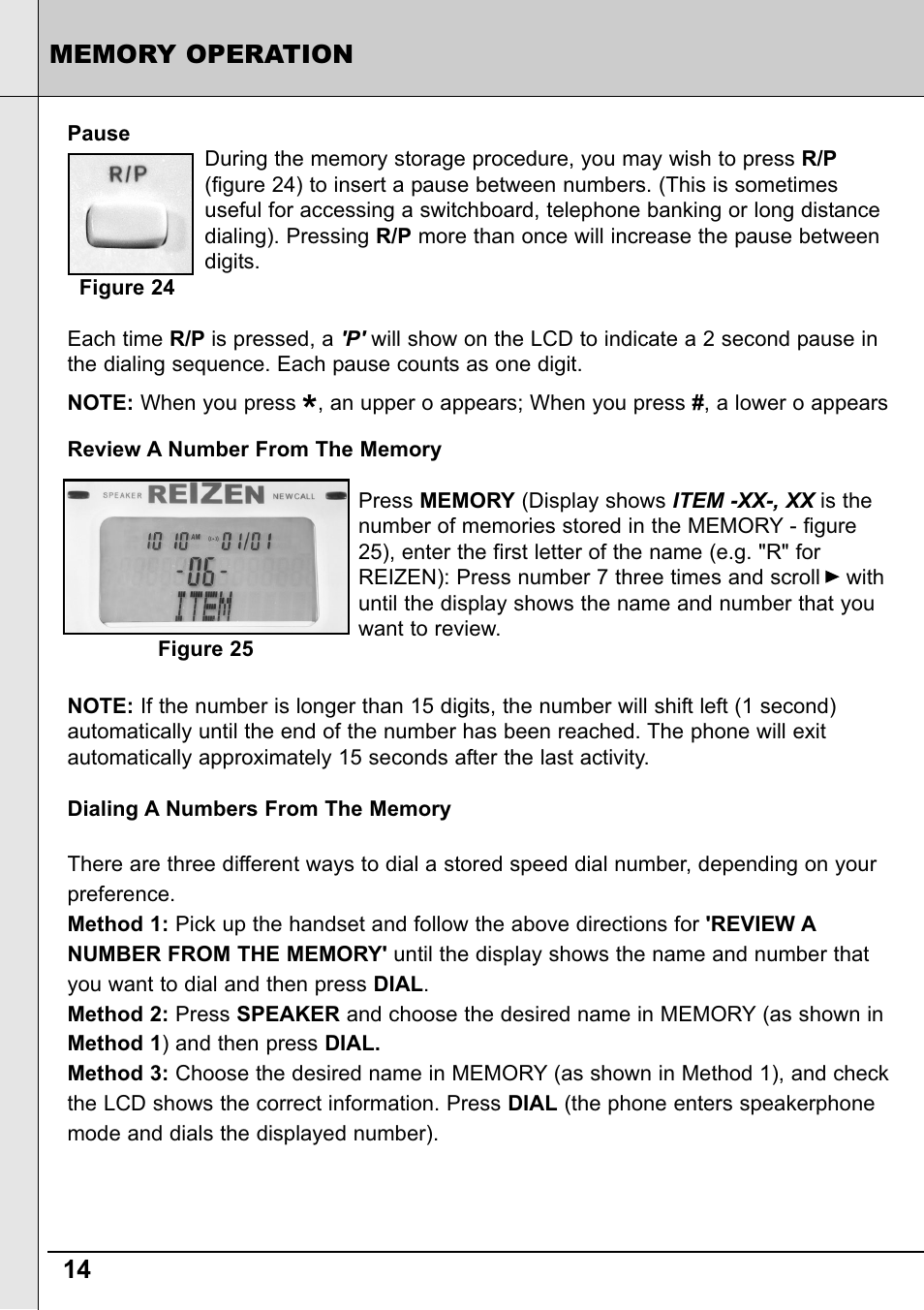 Reizen RE-50 Amplified Telephone User Manual | Page 14 / 28