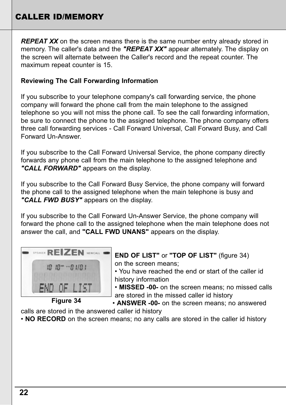 Reizen RE-50 Amplified Telephone User Manual | Page 22 / 28