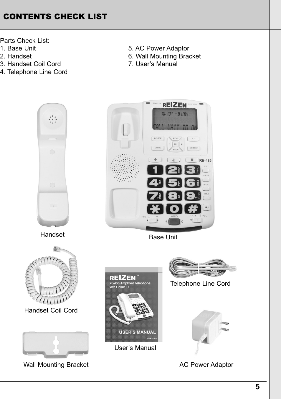 Reizen RE-50 Amplified Telephone User Manual | Page 5 / 28