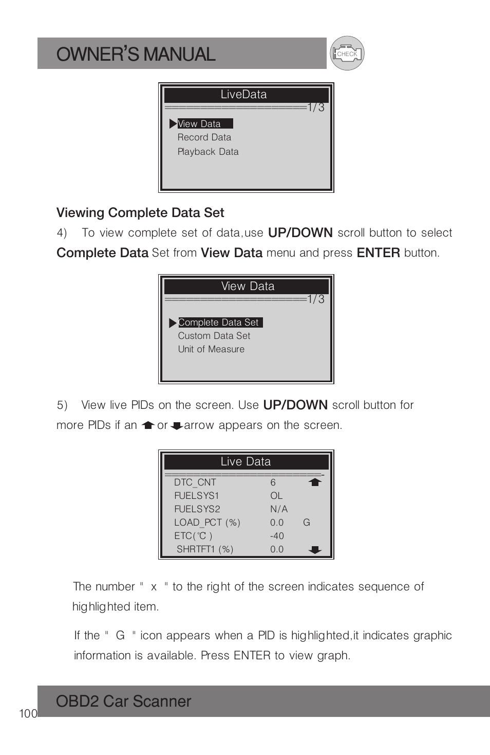 Owner s manual, Obd2 car scanner | Roadi RDT51 User Manual | Page 104 / 186