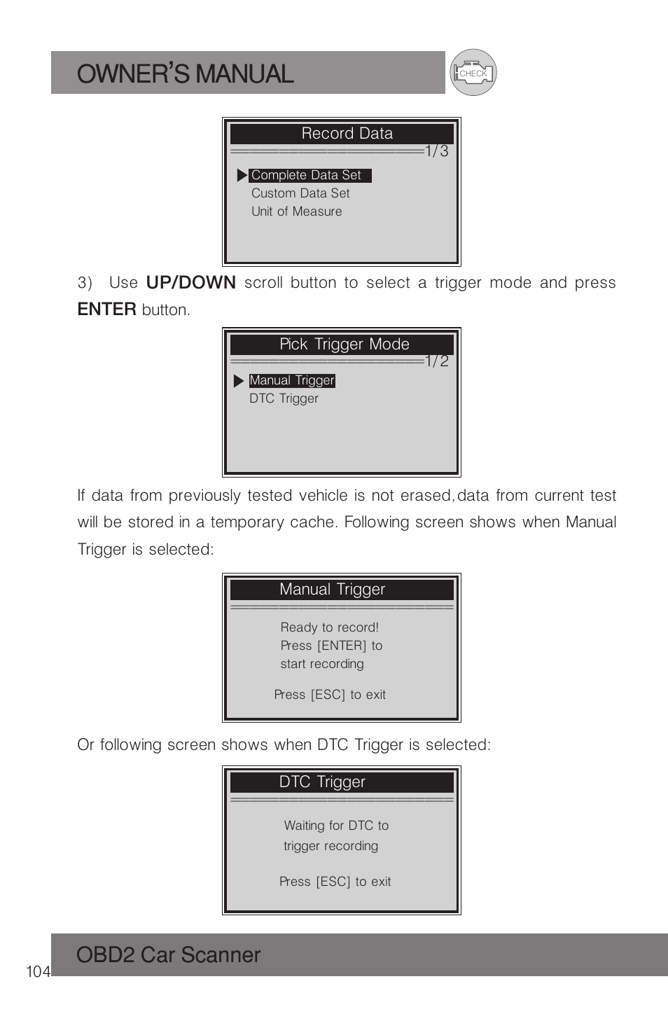 Owner s manual, Obd2 car scanner | Roadi RDT51 User Manual | Page 108 / 186