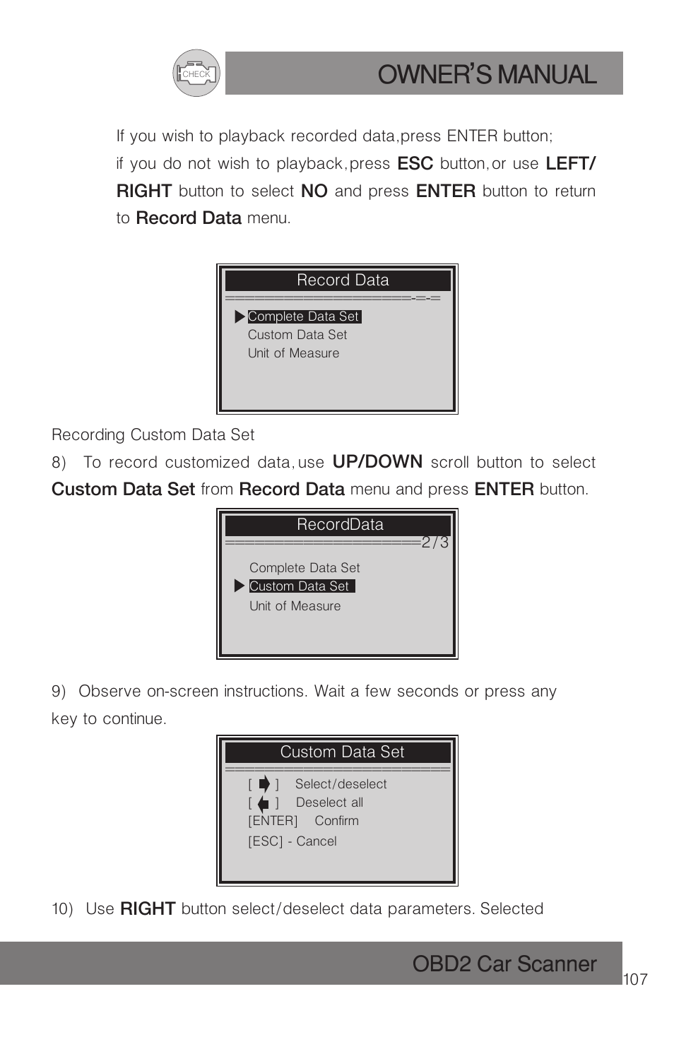 Owner s manual, Obd2 car scanner | Roadi RDT51 User Manual | Page 111 / 186