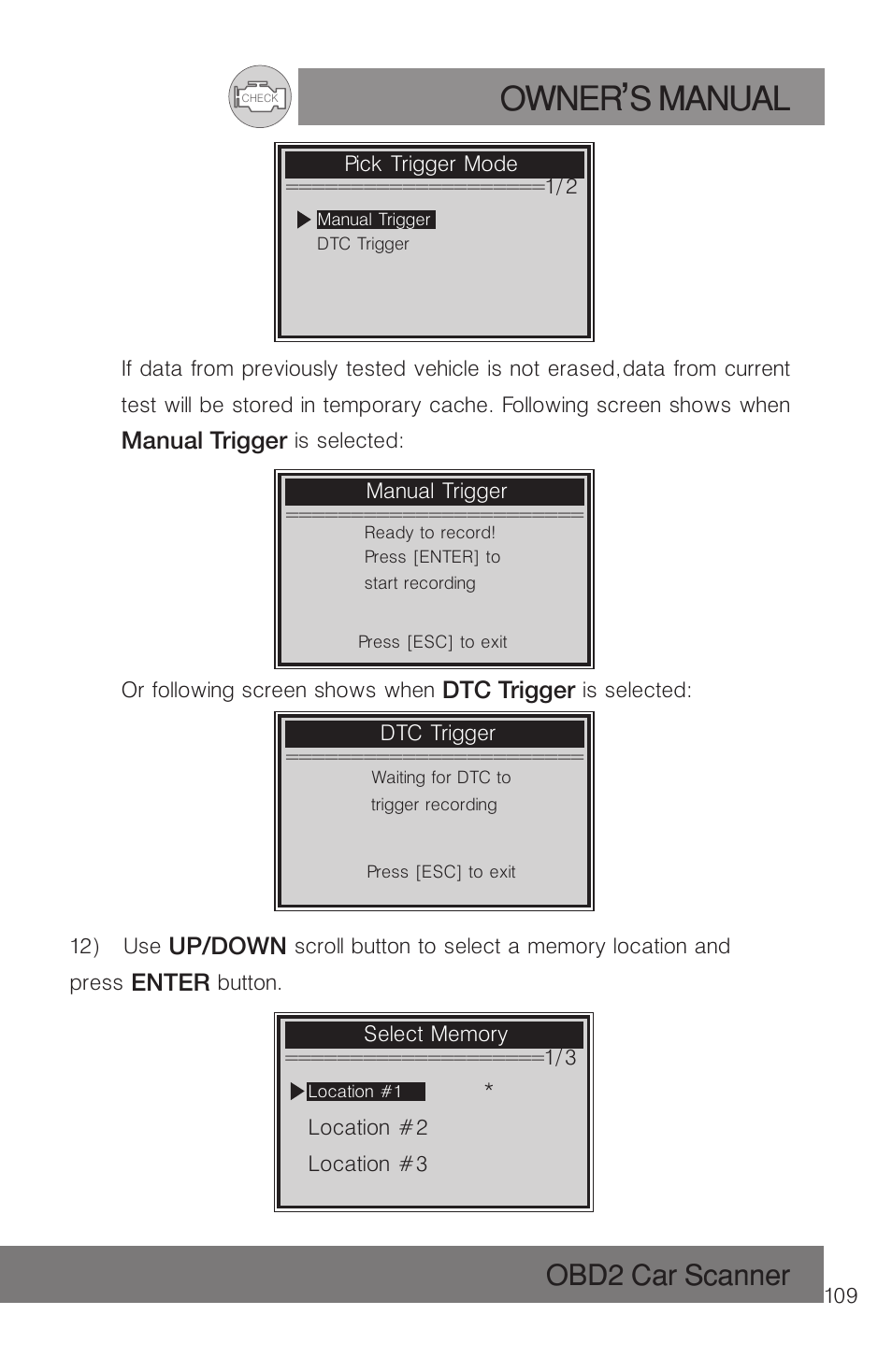 Owner s manual, Obd2 car scanner | Roadi RDT51 User Manual | Page 113 / 186