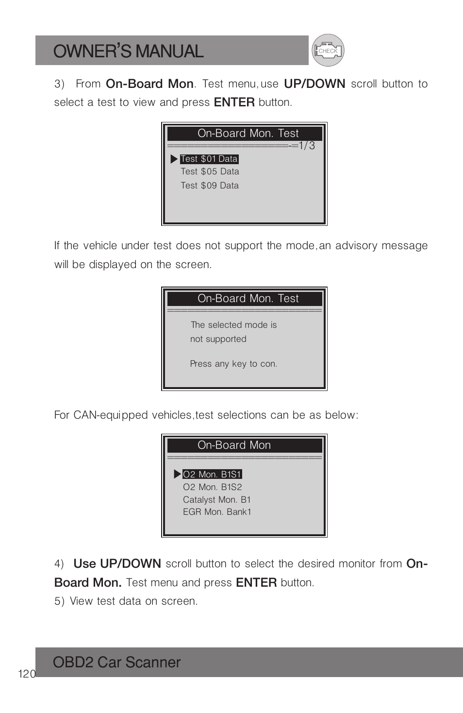 Owner s manual, Obd2 car scanner | Roadi RDT51 User Manual | Page 124 / 186