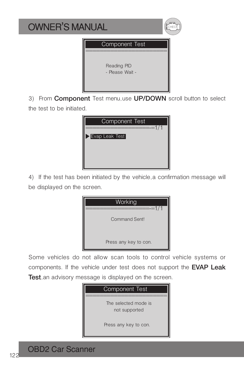 Owner s manual, Obd2 car scanner | Roadi RDT51 User Manual | Page 126 / 186