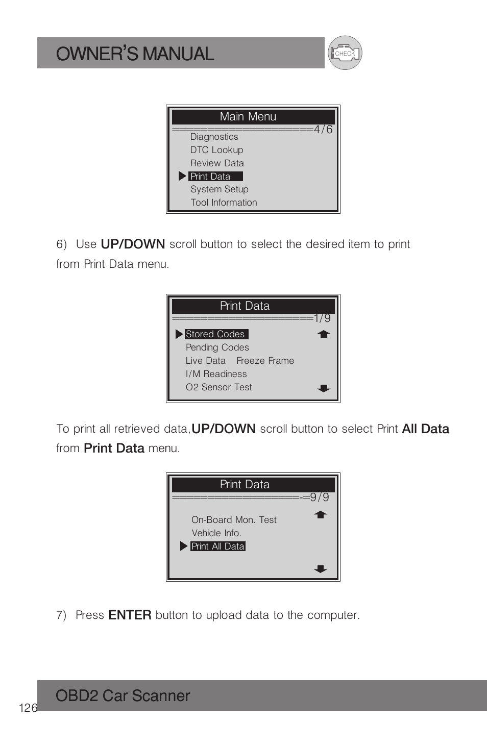 Owner s manual, Obd2 car scanner | Roadi RDT51 User Manual | Page 130 / 186