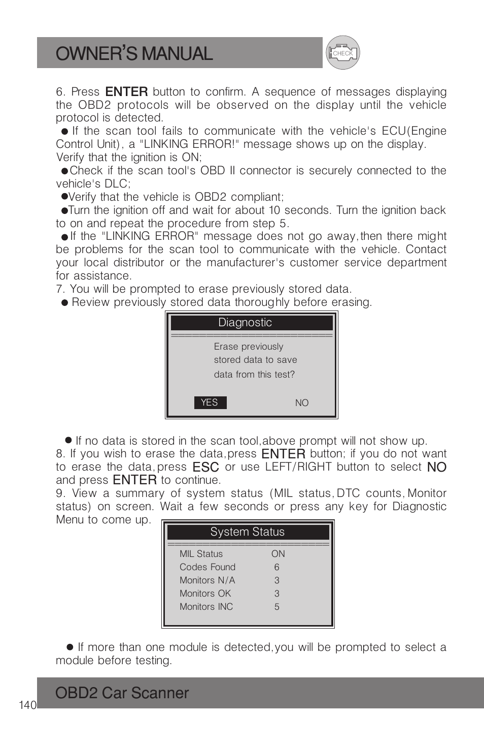 Owner s manual, Obd2 car scanner | Roadi RDT51 User Manual | Page 144 / 186