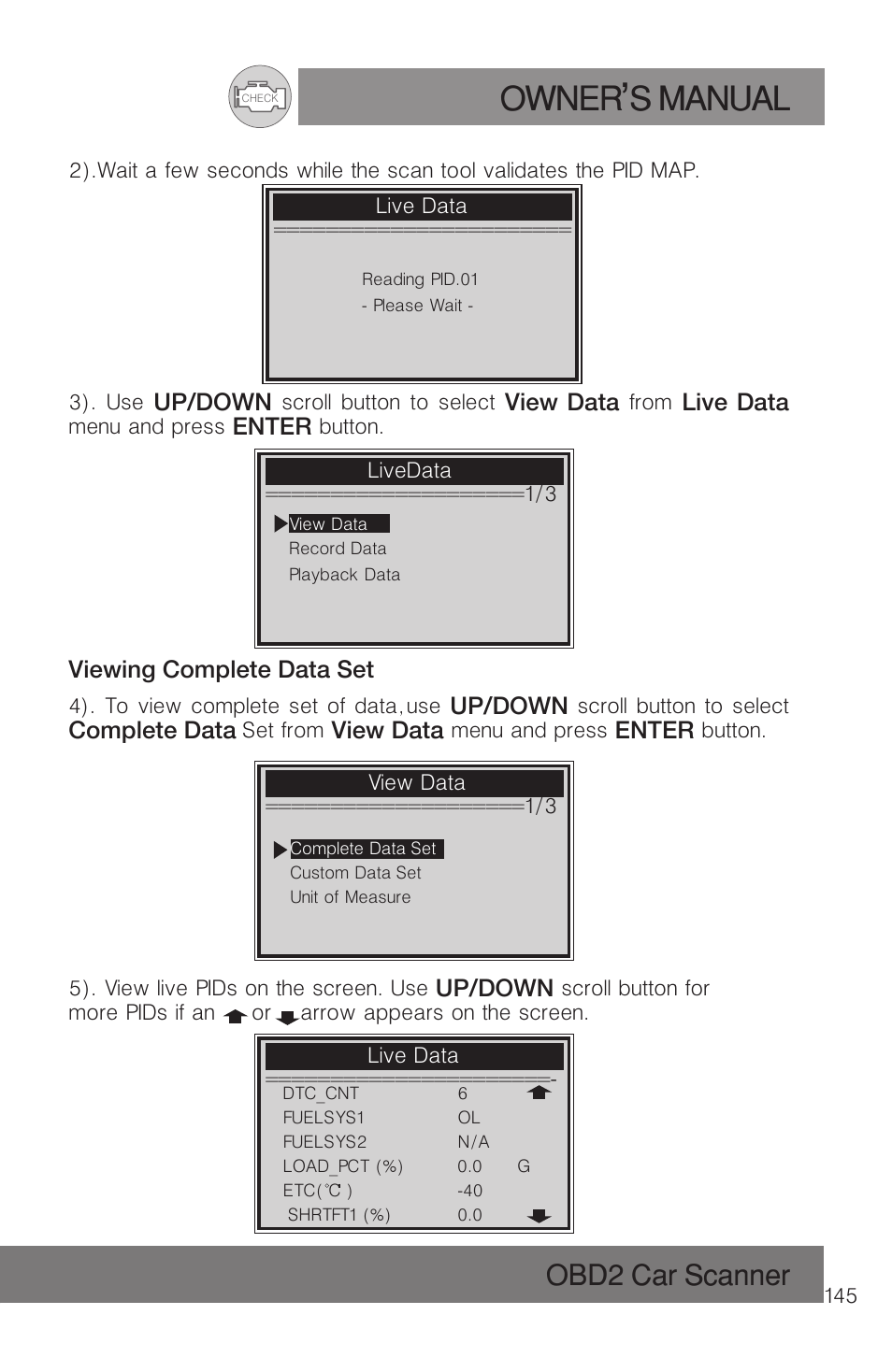 Owner s manual, Obd2 car scanner | Roadi RDT51 User Manual | Page 149 / 186