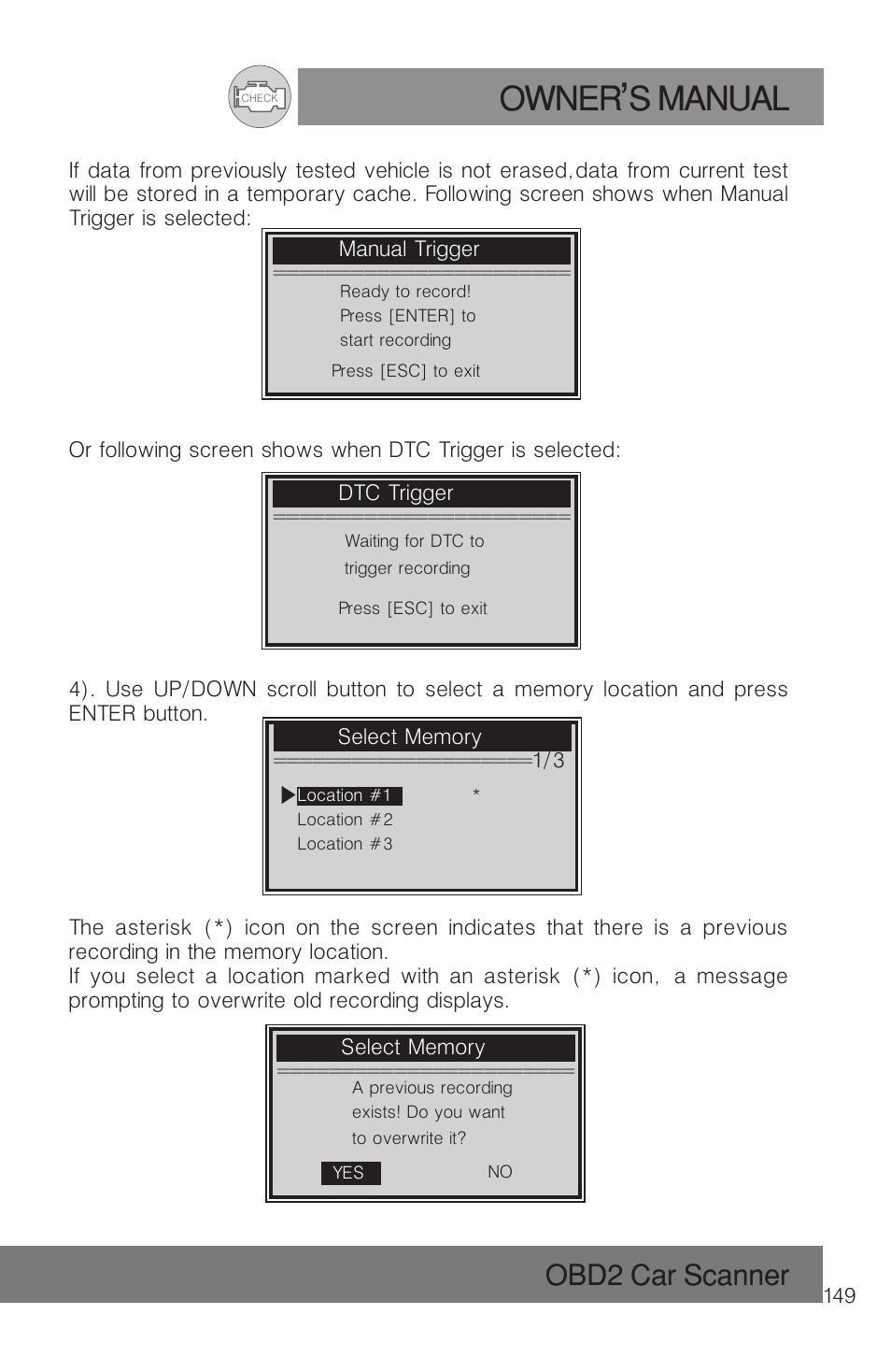 Owner s manual, Obd2 car scanner | Roadi RDT51 User Manual | Page 153 / 186