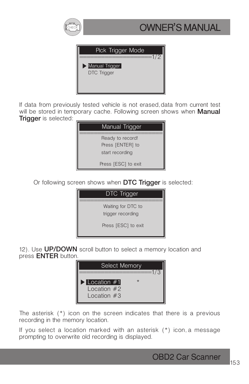 Owner s manual, Obd2 car scanner | Roadi RDT51 User Manual | Page 157 / 186
