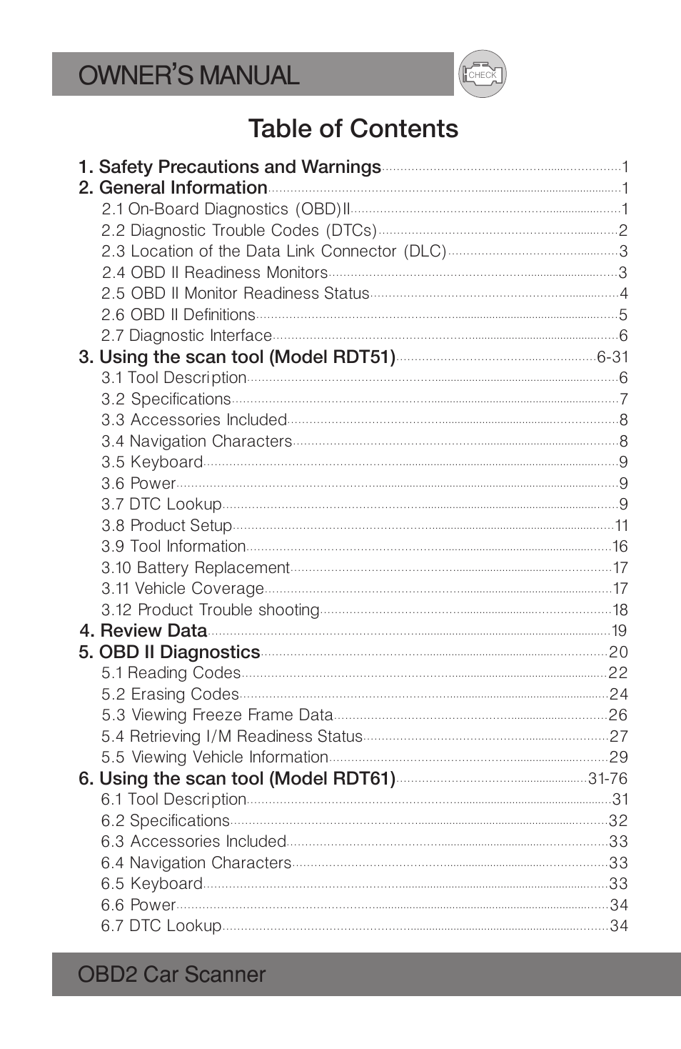 Roadi RDT51 User Manual | Page 2 / 186