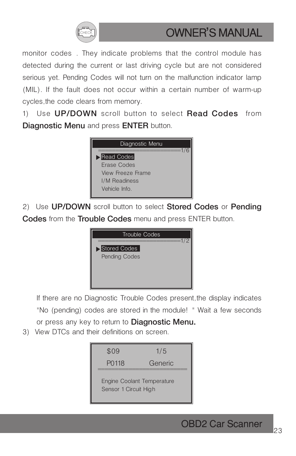 Owner s manual, Obd2 car scanner | Roadi RDT51 User Manual | Page 27 / 186